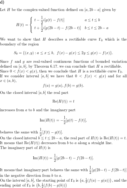 Let F And G Be Two Real Valued Continuous Functions Of Bounded Variation Defined On A B With Math 0 F X G X Math For Each X In Math A B F A G A F B G B Math Let H