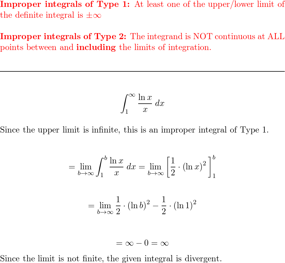 determine-whether-each-integral-is-convergent-or-divergent-quizlet