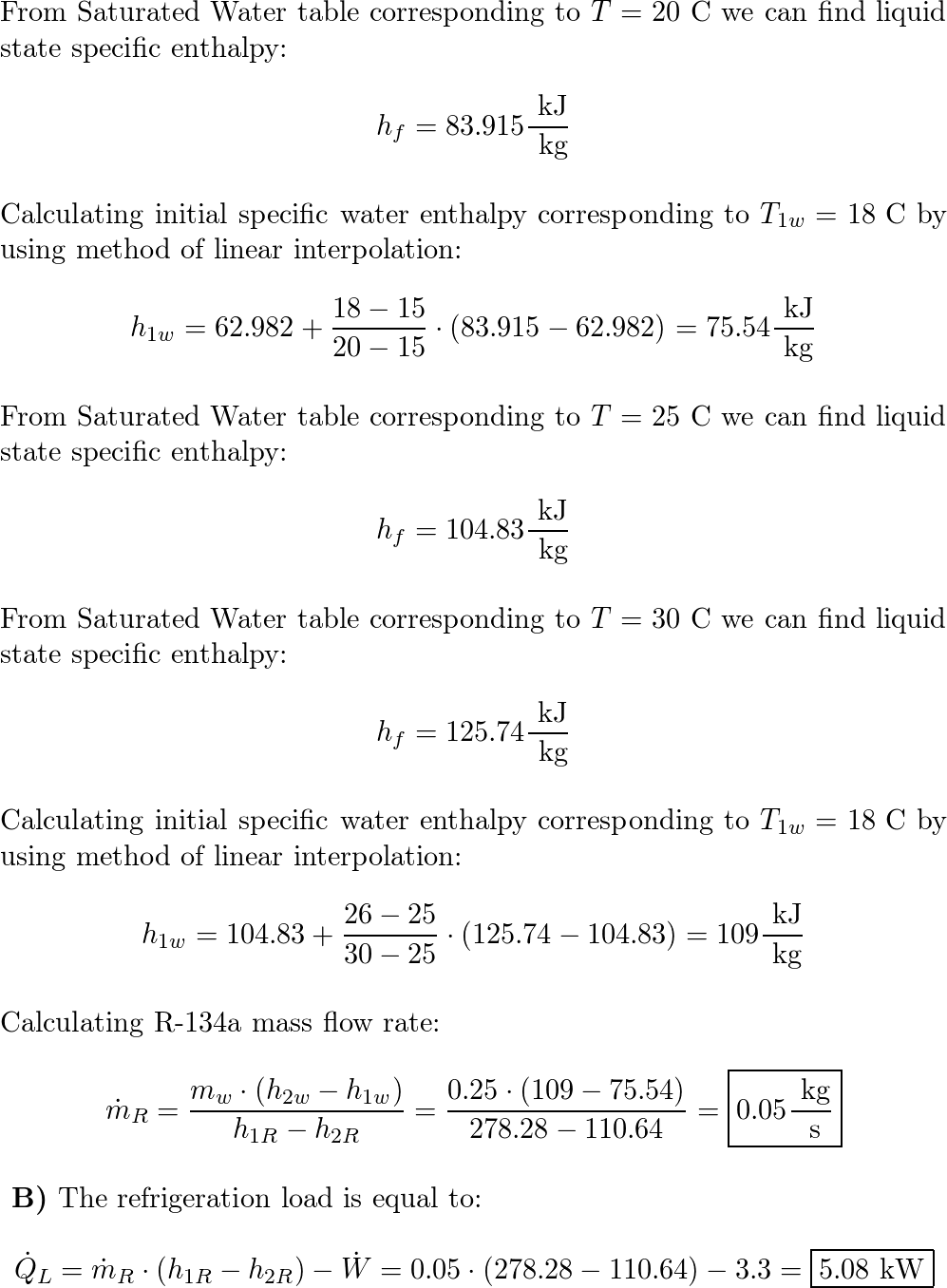 SOLVED: Waters enters the condenser at 20Â°C and leaves at 35Â°C