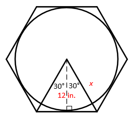 Find the area of a regular hexagon circumscribed about a cir | Quizlet