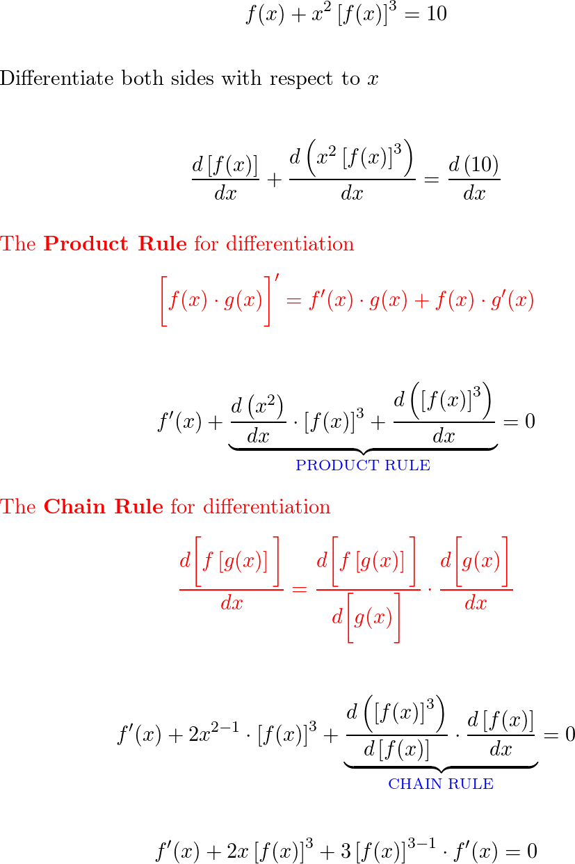 if f(x)+x^2[f(x)]^3=10 and f(1)=2, find f'(1) | Quizlet