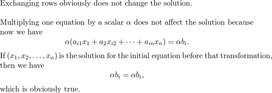 Explain why each of the three elementary row operations does Quizlet