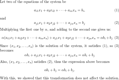 Explain why each of the three elementary row operations does Quizlet