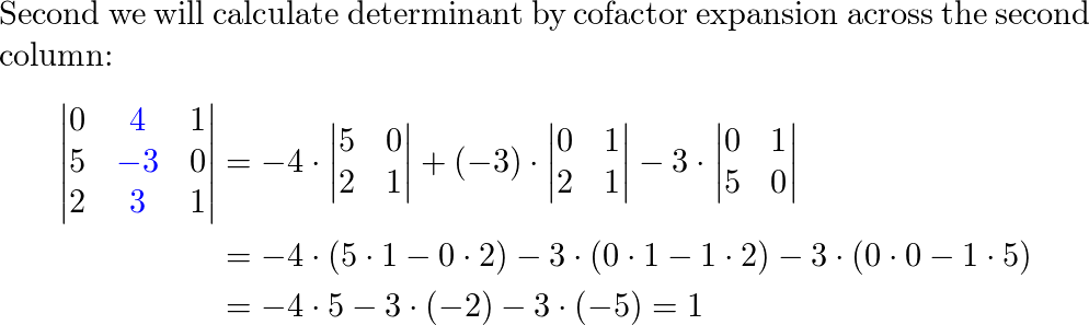 Compute the determinants using a cofactor expansion across t Quizlet