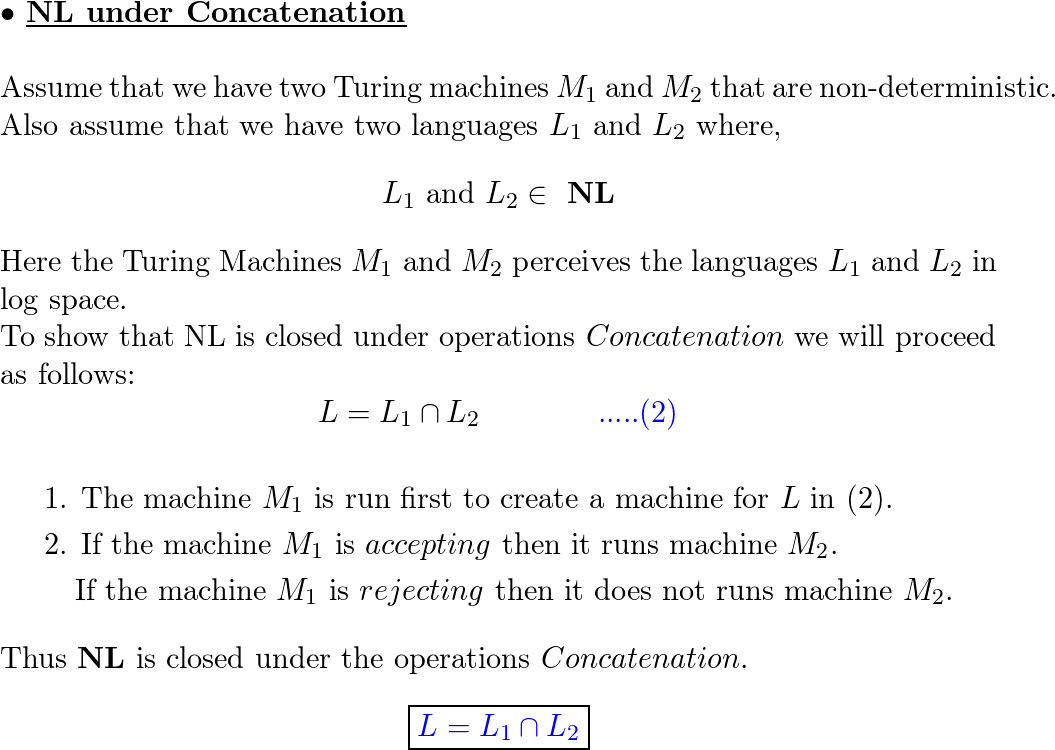 Show that NL is closed under the operations union concatena Quizlet