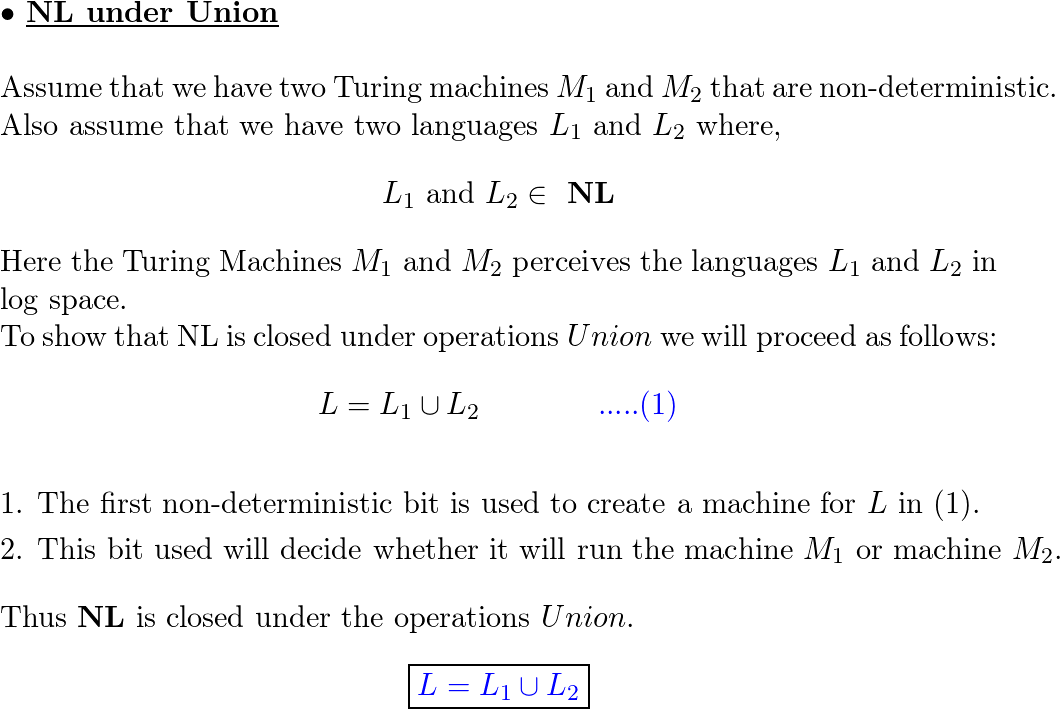 Show that NL is closed under the operations union concatena Quizlet