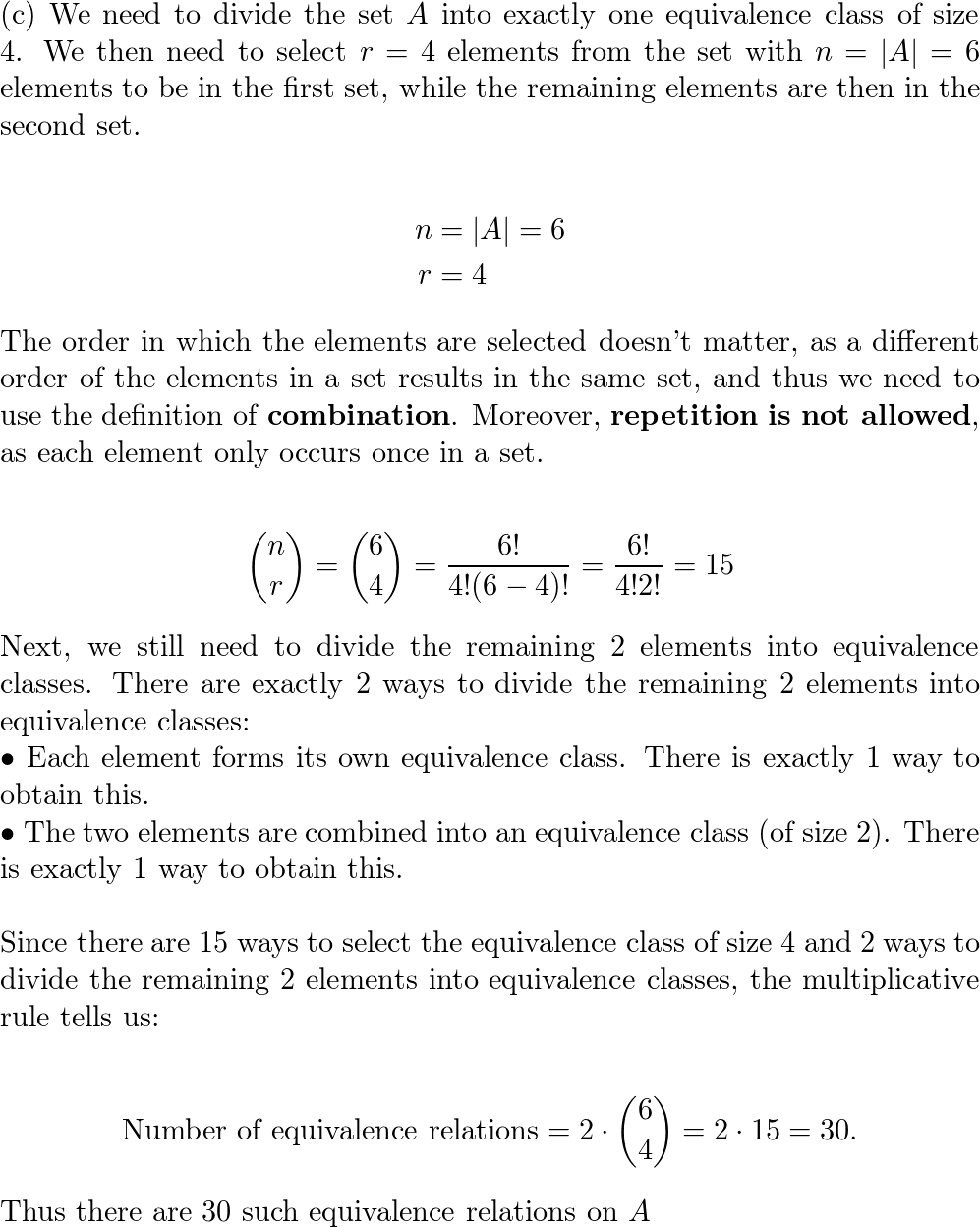 How many of the equivalence relations on A a b c d e Quizlet