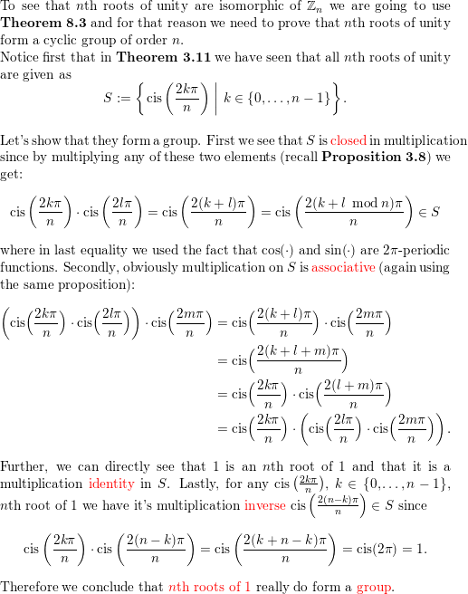 Show that the nth roots of unity are isomorphic to $\mathbb{ | Quizlet