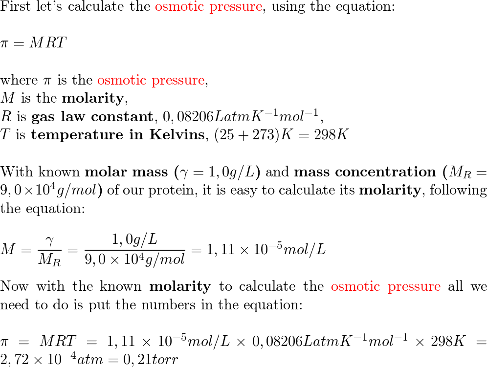 osmotic pressure equation units