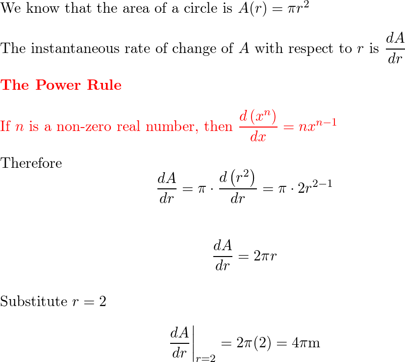 instantaneous rate of change formula