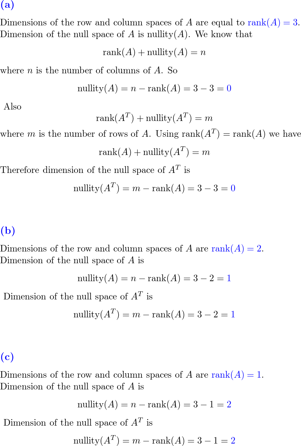 In each part use the information in the table to find the d Quizlet