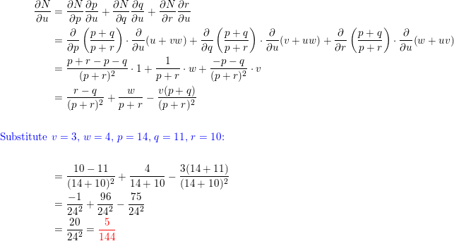 Use The Chain Rule To Find The Indicated Partial Derivatives N P Q P R P U Vw Q V Uw R W