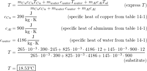 Solved A 45-g block of copper at −12∘C is added to 120 g of
