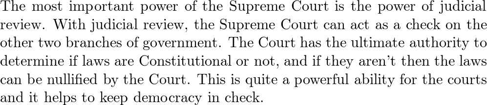 What is the most important power of the cheap supreme court