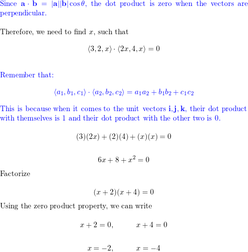 Find The Values Of X Such That The Vectors 3 2 X And 2x Quizlet