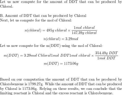 Ddt An Insecticide Harmful To Fish Birds And Humans Is Produced The Following Reaction 2 Mathrm C 6 Mathrm H 5