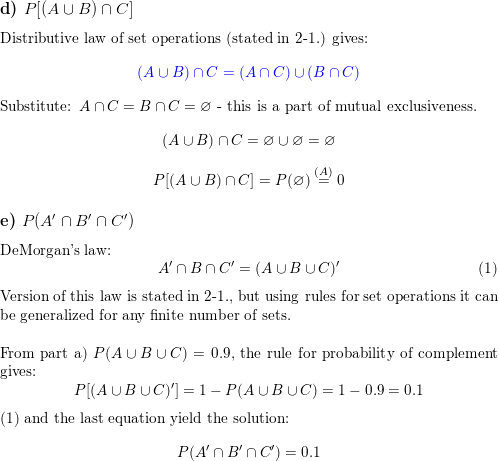 If A B And C Are Mutually Exclusive Events With P A 0 2 P B 0 3 P C 0 4 Determine The Following Probabilities A P A B C B P A