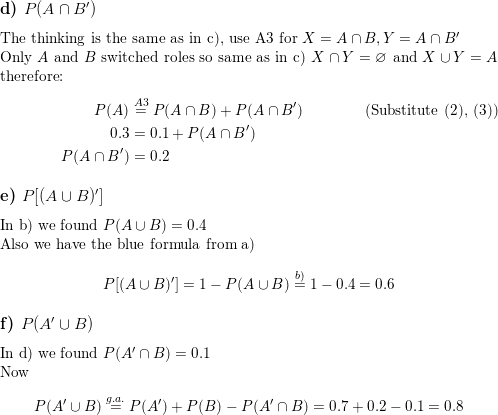 If P A 0 3 P B 0 2 And P A B 0 1 Determine The Following Probabilities A P A B P A B C P A B D P A B E