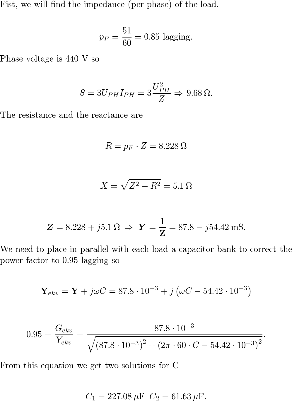 A three-phase 440-V, 51-kW, 60-kVA inductive load operates a | Quizlet