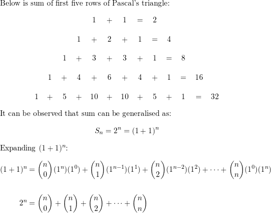 Add each of the first five rows of Pascal s triangle as ind Quizlet