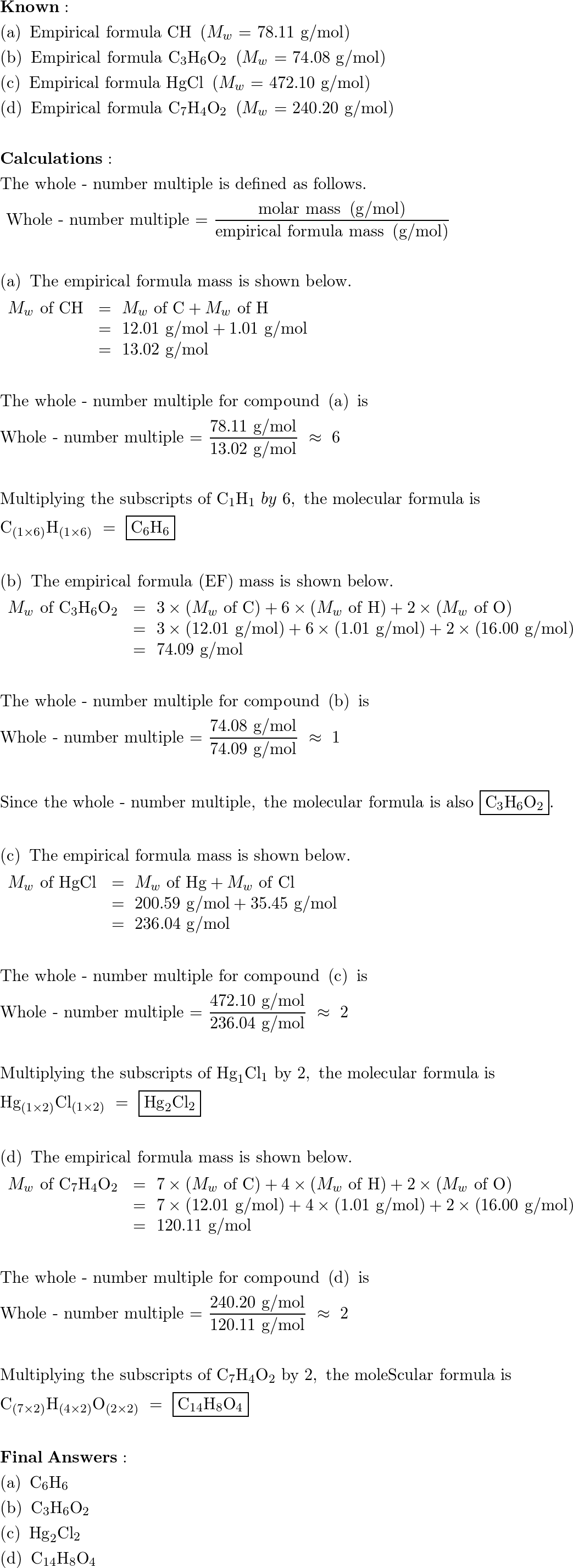 What is the molecular formula of each compound? (a) Empirica | Quizlet