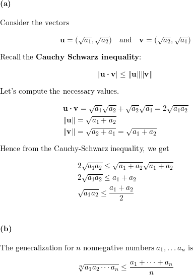 a) Use the Cauchy- Schwarz inequality to prove that if $a_{ | Quizlet