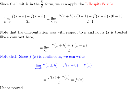 If F Is Continuous Use L Hospital S Rule To Show That Lim Quizlet