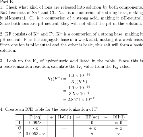 Determine The Ph Of Each Two Component Solution A 0 0550 M In Hi And 0 00 850 M In Hf B 0 112 M In Nacl And 0 0953 M In Kf C 0 132 M In