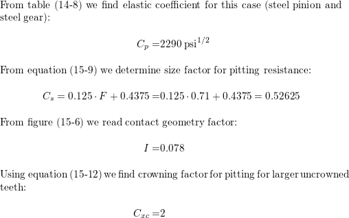 A catalog of stock bevel gears lists a power rating of 5.2 h