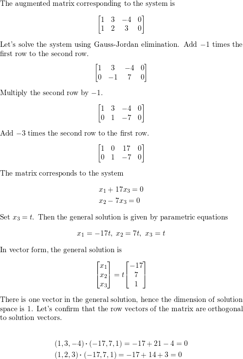 Find a general solution of the system state the dimension o Quizlet