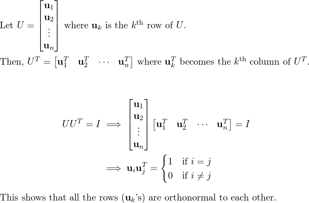 Let U be an n times n orthogonal matrix. Show that the ro Quizlet