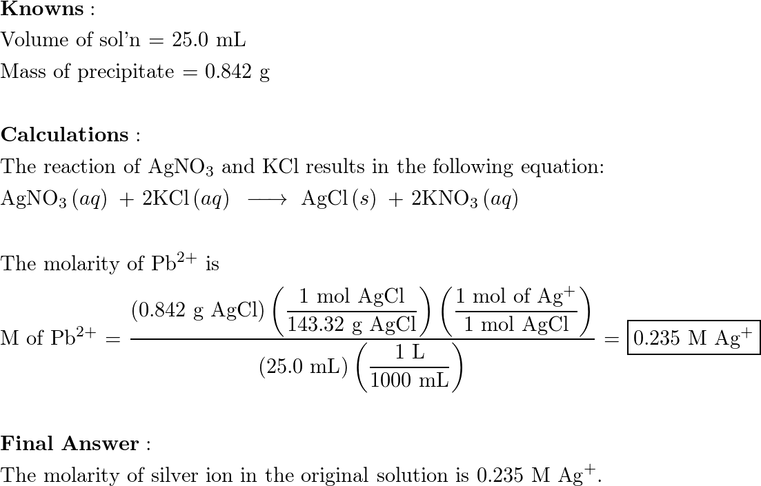 If 25.0 mL of silver nitrate solution reacts with excess pot | Quizlet