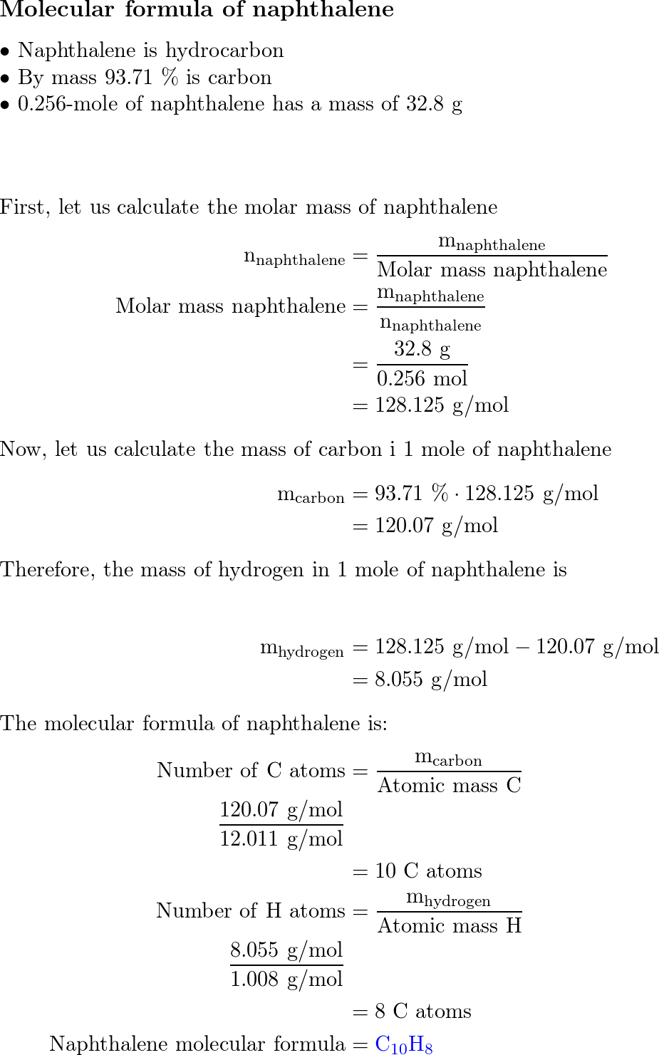 structural formula of naphthalene