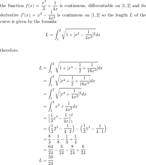 Find The Exact Length Of The Curve Y X3 3 1 4x 1 X 2 Homework Help And Answers Slader