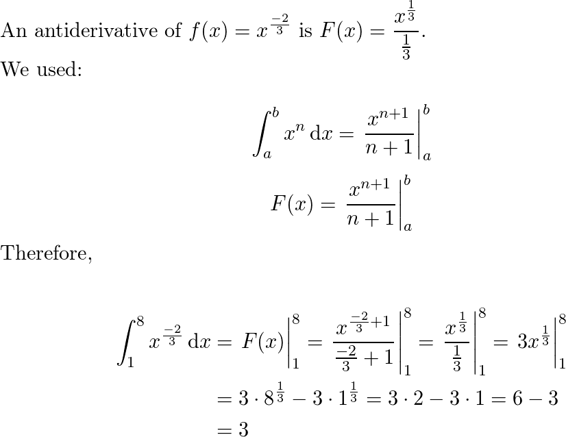 Evaluate the integral. ∫8 1 x^-2/3 dx