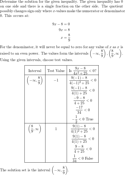 Solve Each Rational Inequality Give The Solution Set In Int Quizlet