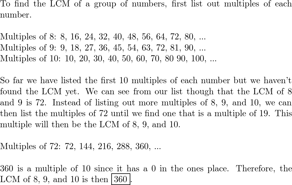 What Is The Least Common Multiple Of And 150? 50 C Quizlet