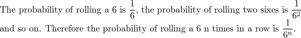 The probability of rolling a 6 on a number cube is fra Quizlet