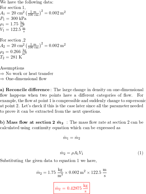 Air Flows Through A Variable-Area Duct. At Section 1, $$ A | Quizlet