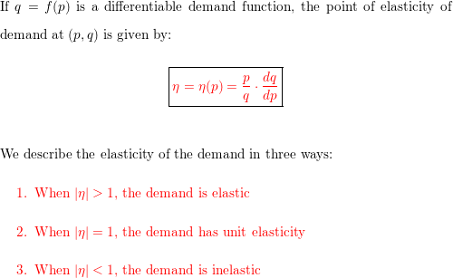 point elasticity of demand