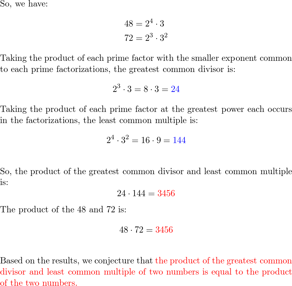 Find The Product Of The Greatest Common Divisor Of 48 And 72 | Quizlet