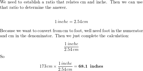 173 cm in 2024 inches and feet