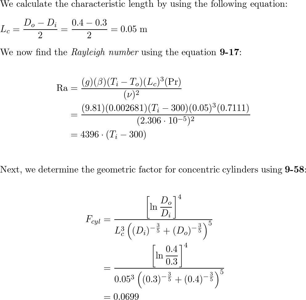 Two concentric cylinders of diameters $D_i = 30 cm$ and $D_o | Quizlet