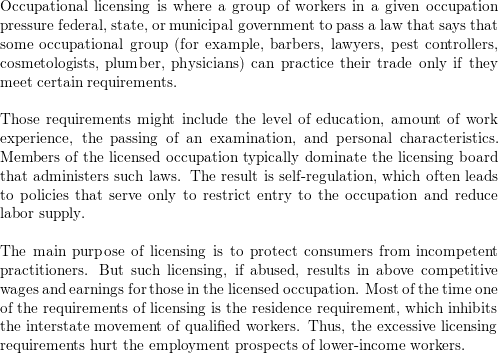 Occupational licensing requirements are not commensurate with the