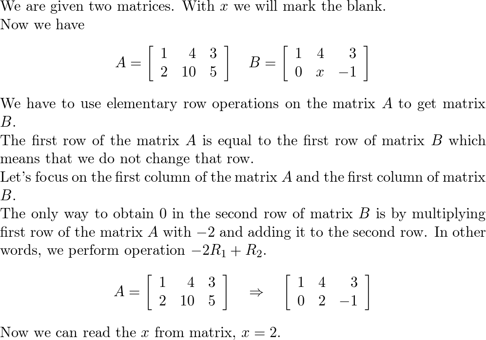 fill in the blank s using elementary row operations to form Quizlet