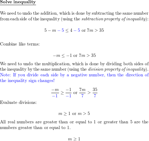 Solve the compound inequality. Graph your solutions. 5 - m <