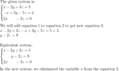 Perform the row operation and write the equivalent clearance system