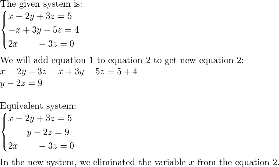 Perform the row operation and write the equivalent clearance system