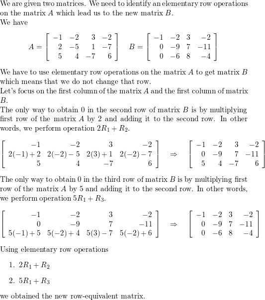 identify the elementary row operation s being performed to Quizlet