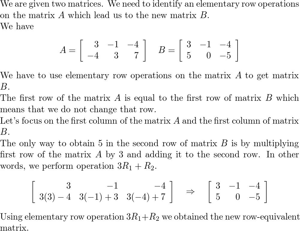 identify the elementary row operation s being performed to Quizlet